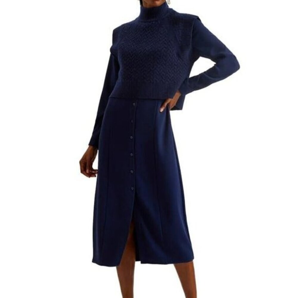 Ted Baker Elsiiey Layered Look Long Sleeve Shirtdress NWT - Sz 2 - MSRP $395